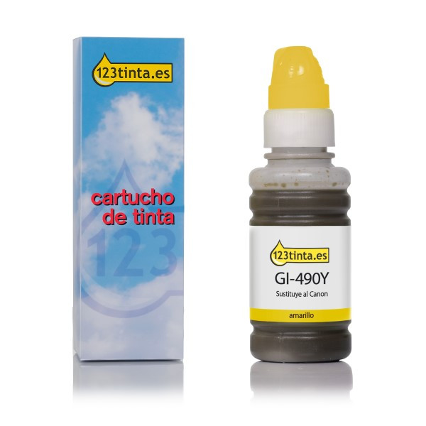 Canon GI-490Y botella de tinta amarillo (marca 123tinta) 0666C001C 011679 - 1