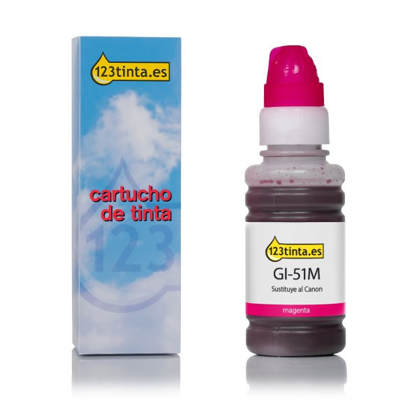 Canon GI-51M botella de tinta magenta (marca 123tinta) 4547C001C 016023 - 1