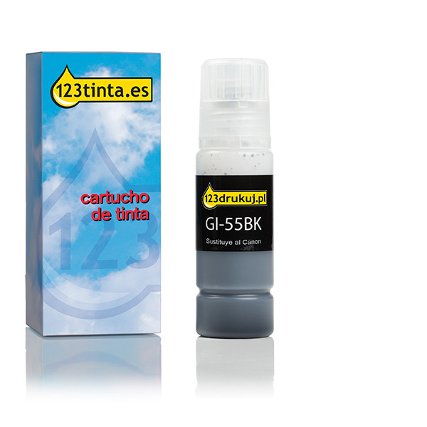 Canon GI-55BK botella de tinta negra (marca 123tinta) 6292C001C 017633 - 1