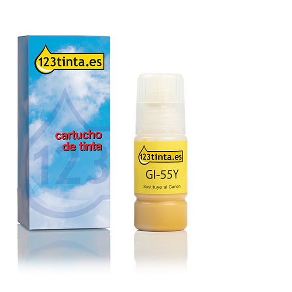 Canon GI-55Y botella de tinta amarilla (marca 123tinta) 6291C001C 017639 - 1