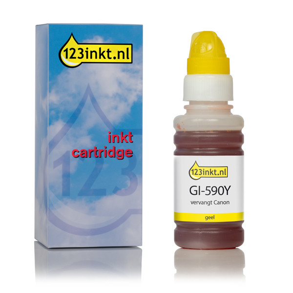 Canon GI-590Y botella de tinta amarilla (marca 123tinta) 1606C001C 017401 - 1