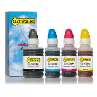 Canon GI-590 cartuchos de tinta (marca 123tinta) | Pack negro + 3 colores 127161