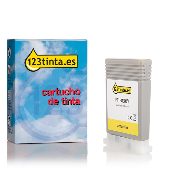 Canon PFI-030Y cartucho de tinta amarilla (marca 123tinta) 3492C001C 017535 - 1