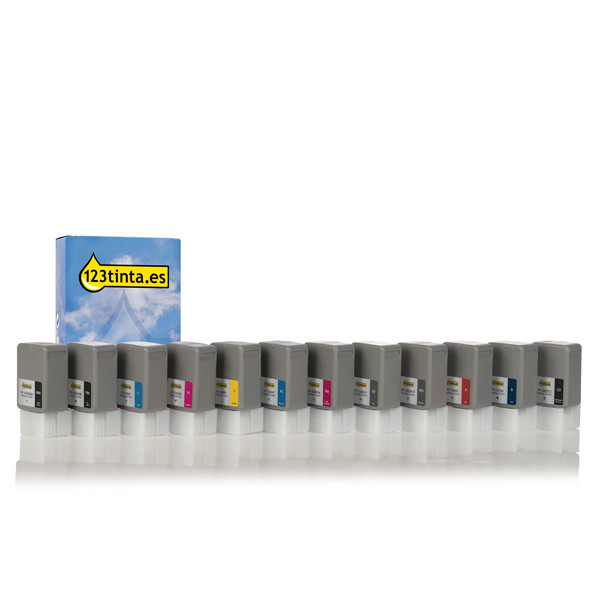 Canon PFI-1000 Pack ahorro MBK / PBK / C / M / Y / PC / PM / GY / PGY / R / B / CO (marca 123tinta)  132076 - 1