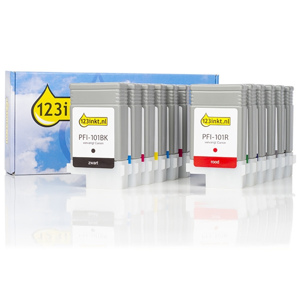 Canon PFI-101 Multipack MBK / BK / C / M / Y / PC / PM / R / G / B / GY / PGY (marca 123tinta)  132058 - 1