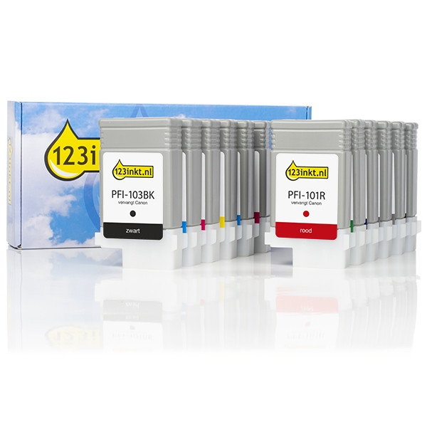 Canon PFI-101/ PFI-103 Multipack MBK/BK/C/M/Y/PC/PM/R/G/B/GY/PGY (marca 123tinta)  132059 - 1