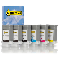 Canon PFI-102 cartuchos de tinta (marca 123tinta) | Pack 3 negros + 3 colores 132074