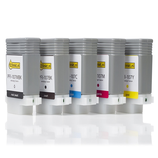 Canon PFI-107 Pack ahorro MBK/BK/C/M/Y (marca 123tinta)  132055 - 1