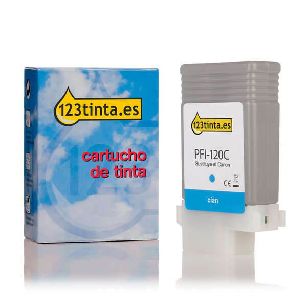 Canon PFI-120C cartucho de tinta cian (marca 123tinta) 2886C001AAC 018429 - 1