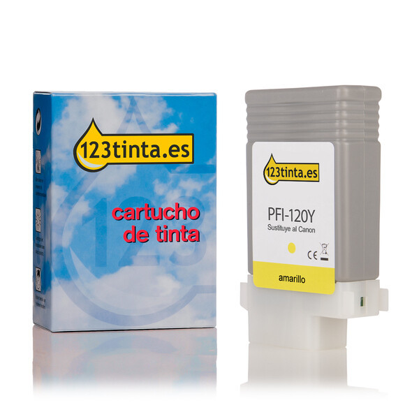 Canon PFI-120Y cartucho de tinta amarillo (marca 123tinta) 2888C001AAC 018433 - 1