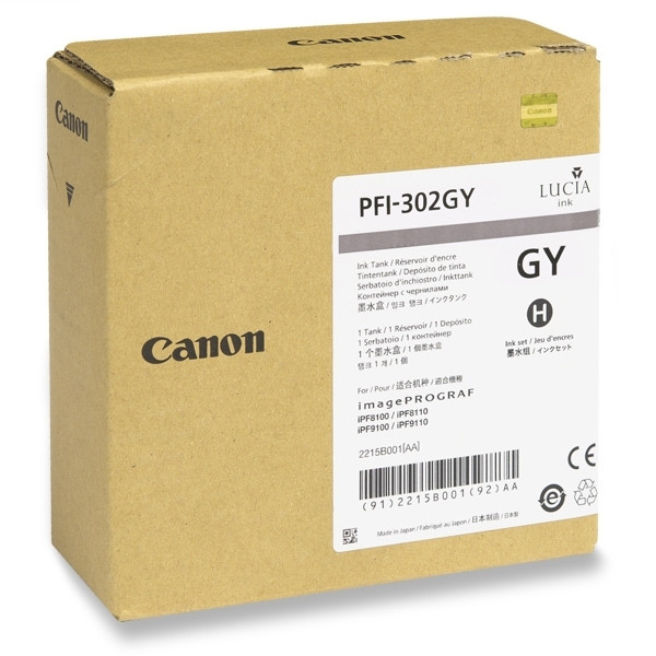Canon PFI-302GY cartucho de tinta gris (original) 2217B001 018336 - 1
