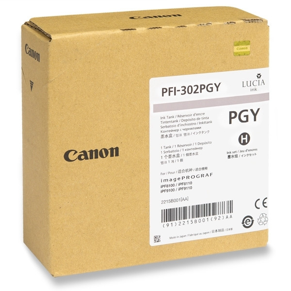 Canon PFI-302PGY cartucho de tinta foto gris  (original) 2218B001 018338 - 1