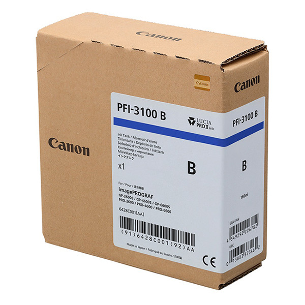 Canon PFI-3100B cartucho de tinta azul (original) 6428C001 010548 - 1