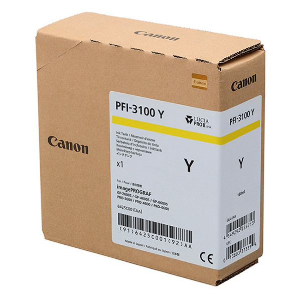 Canon PFI-3100Y cartucho de tinta amarillo (original) 6425C001 010542 - 1