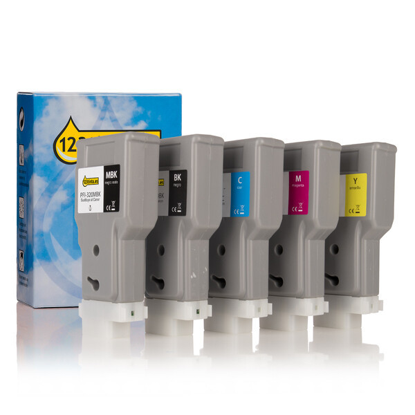 Canon PFI-320 Pack ahorro 2 negro + 3 colores (marca 123tinta)  130713 - 1
