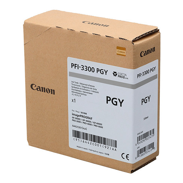 Canon PFI-3300PGY cartucho de tinta foto gris XL (original) 6442C001 010576 - 1