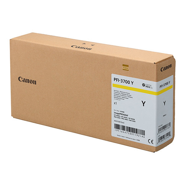 Canon PFI-3700Y cartucho de tinta amarillo XXL (original) 6447C001 010586 - 1