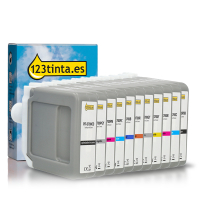 Canon PFI-3700 cartuchos de tinta (marca 123tinta) | Pack negro + 10 colores 130755