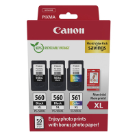 Canon PG-560XLx2 / CL-561XL + 50 hojas de papel fotográfico (original) 3712C012 132260