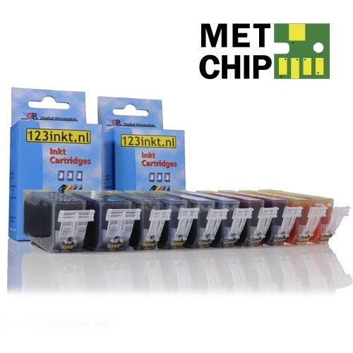 Canon PGI-520 PGBK + serie CLI-521 BK/C/M/Y con chip (marca 123tinta) | Pack 2 negros + 3 colores 127116 - 1
