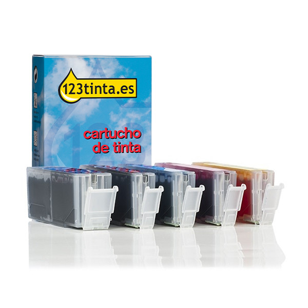 Canon PGI-580PGBK/CLI-581 cartuchos de tinta (marca 123tinta) | Pack 2 negros + 3 colores 127151 - 1