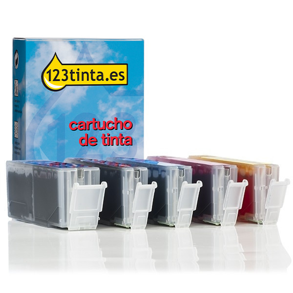 Canon PGI-580PGBK XL/CLI-581 XL cartuchos de tinta (marca 123tinta) | Pack 2 negros + 3 colores 127153 - 1