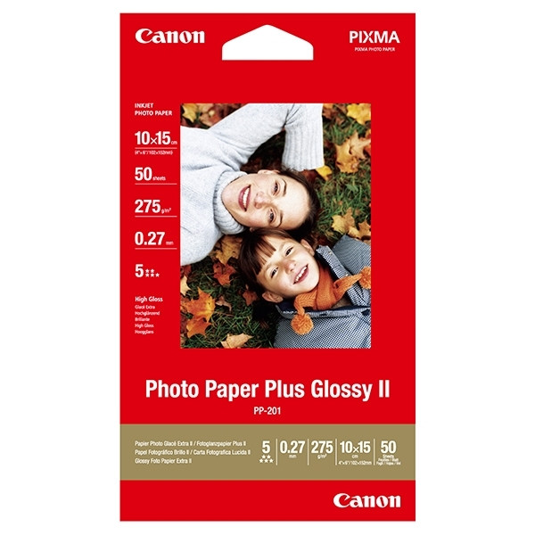 Canon PP-201 Papel foto Glossy Plus II | 265 gramos | 10 x 15 cm | 50 hojas 2311B003 064575 - 1