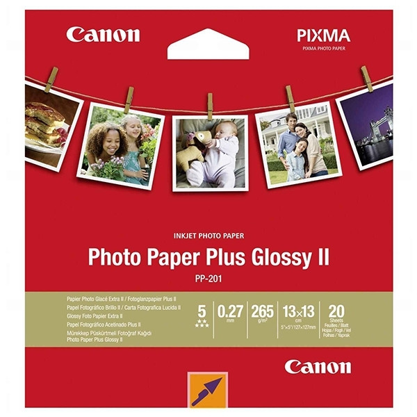 Canon PP-201 Papel foto Glossy Plus II | 265 gramos | 13 x 13 cm | 20 hojas 2311B060 150392 - 1
