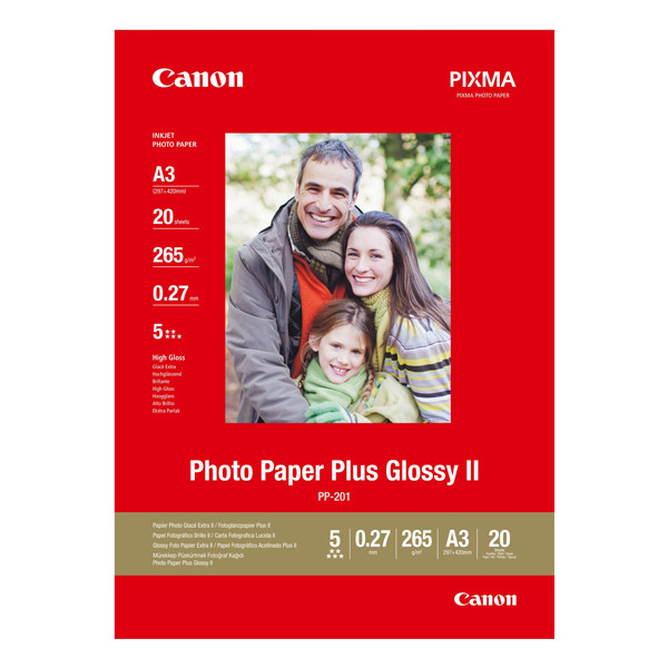 Canon PP-201 Papel foto Glossy Plus II | 265 gramos | A3 | 20 hojas