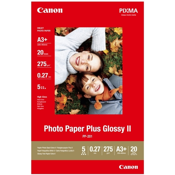 Canon PP-201 Papel foto Glossy Plus II | 275 gramos | A3+ | 20 hojas 150340 - 1