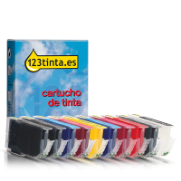 Pack Canon: PFI-5100 MBK, PBK, C, M, Y, PC, PM, R, GY, CO 2 negros + 8 colores 130762