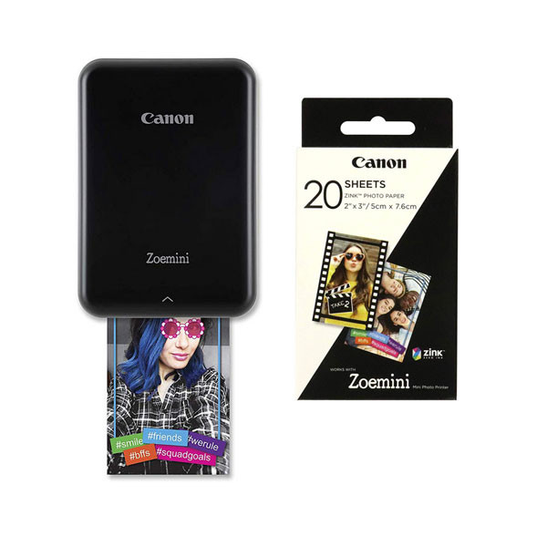 Pack Impresora Canon Zoemini Negra + Papel Zink (20 hojas) Canon
