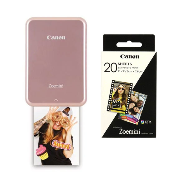 Canon Pack Impresoras Canon Zoemini Oro Rosa + Papel Zink (20 hojas)  898044 - 1