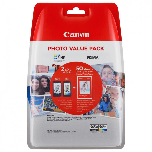 Canon Pack PG545XL + CL546XL + Papel foto (original) 8286B006 8286B007 8286B011 8286B012 018580 - 1