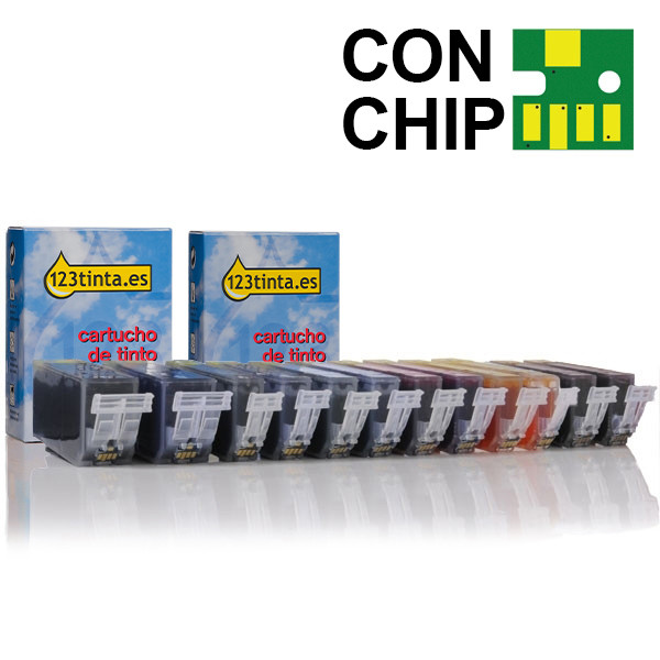 Canon Pack ahorro 2x PGI-525PGBK + 2x serie CLI-526 BK/C/M/Y (2 negro + 3 colores) (marca 123tinta) 4529B001C 4540B001C 4541B001C 4542B001C 4543B001C 120850 - 1
