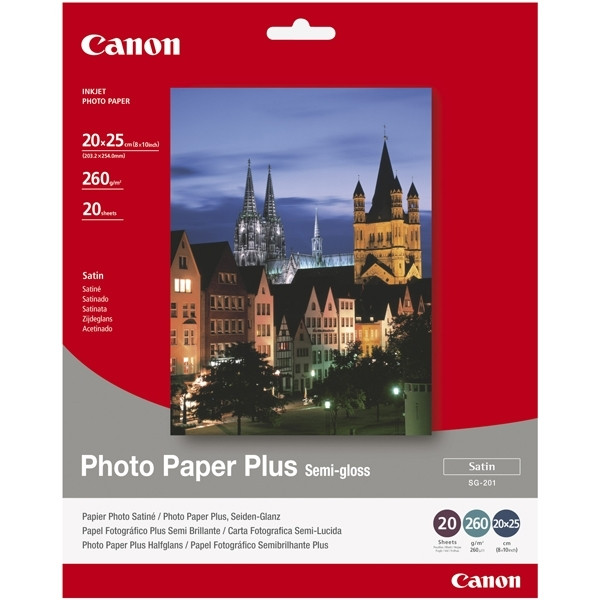 Canon SG-201 Papel foto Plus Semi-gloss | 260 gramos| 20 x 25 cm | 20 hojas 1686B018 154008 - 1