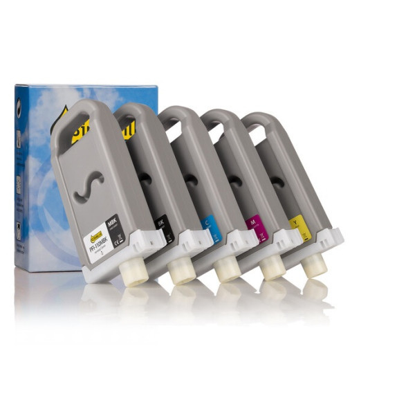 Canon pack: PFI-110 / PFI-111 MBK, BK, C, M, Y 2 negros + 3 colores (marca 123tinta) 130758 - 1