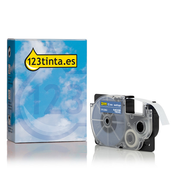 Casio XR-12ABU cinta blanca sobre azul de 12 mm (marca 123tinta) 056358 - 1