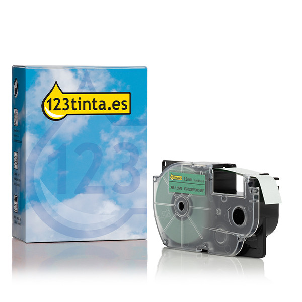 Casio XR-12GN cinta negra sobre verde de 12 mm (marca 123tinta) 056346 - 1