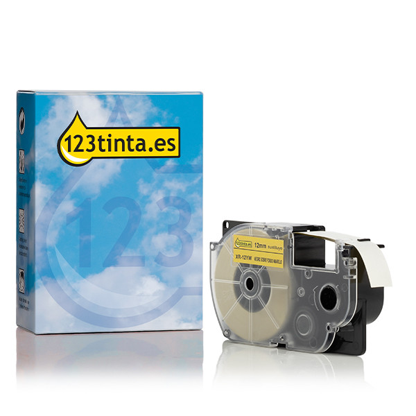 Casio XR-12YW cinta negra sobre amarilla de 12 mm (marca 123tinta) 056345 - 1