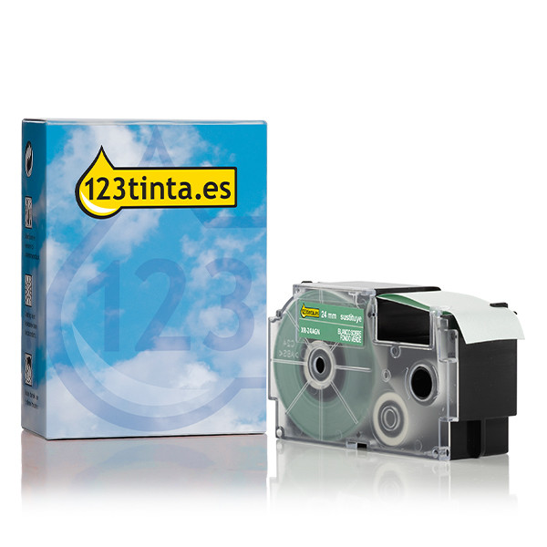 Casio XR-24AGN cinta blanca sobre verde de 24 mm (marca 123tinta) 056391 - 1