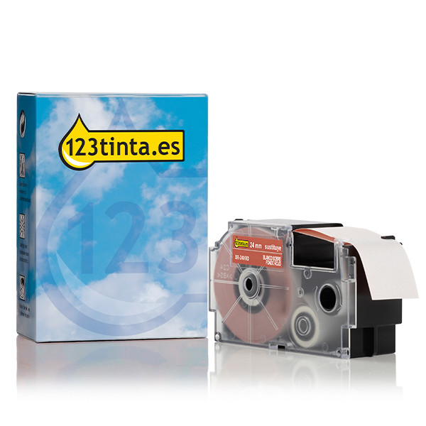 Casio XR-24XRD cinta blanca sobre roja de 24 mm (marca 123tinta) 056392 - 1