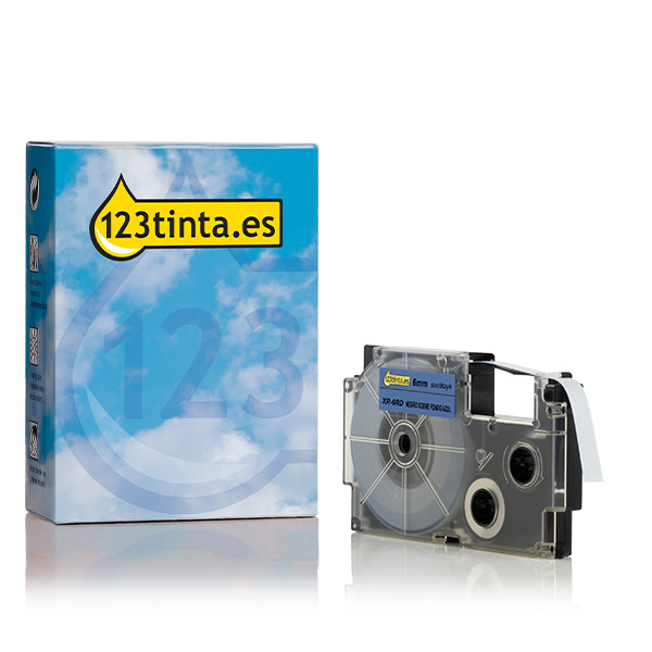 Casio XR-6BU cinta negra sobre azul de 6 mm (marca 123tinta) 056318 - 1