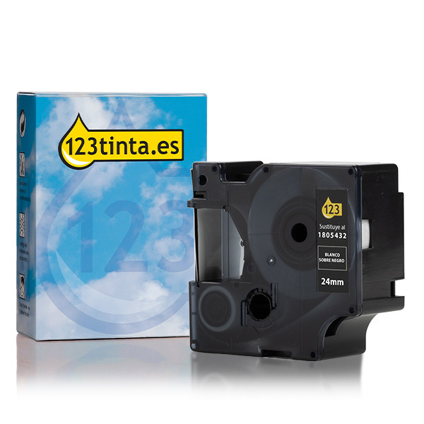 Cinta Dymo 1805432 IND Rhino de vinilo blanco sobre negro 24 mm (marca 123tinta) 088639 - 1