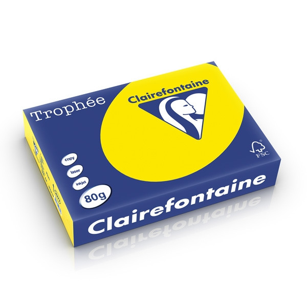 Clairefontaine amarillo fluorescente Papel de color 80 gramos A4 (500 hojas) 250287 - 1