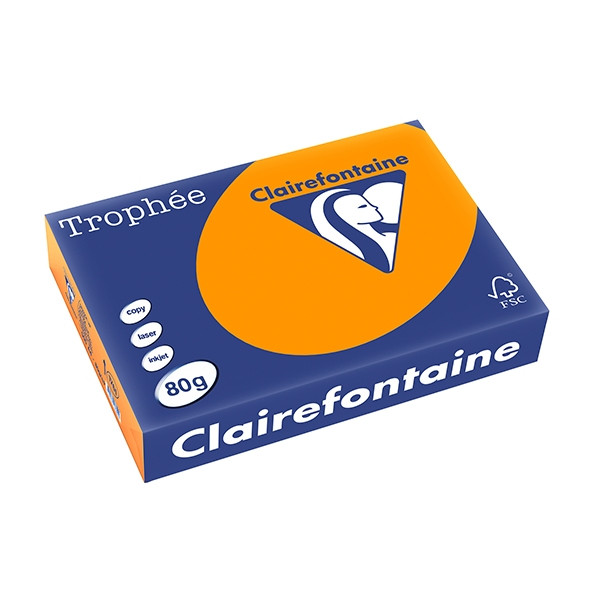 Clairefontaine naranja brillante Papel de color 80 gramos A4 (500 hojas) 250054 - 1