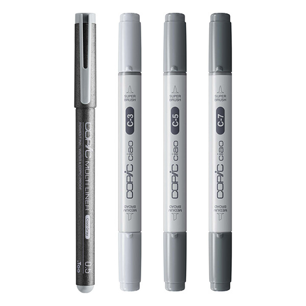 Copic Juego de marcadores Copic Ciao Shade, gris oscuro frío (4 piezas) 22075422 311031 - 2