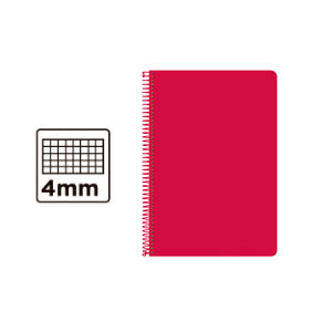 Cuaderno Espiral Cuarto Cuadrícula 4mm 75g (Tapa Dura) - Rojo BC24 425970 - 1