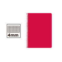 Cuaderno Espiral Cuarto Cuadrícula 4mm 75g (Tapa Dura) - Rojo BC24 425970