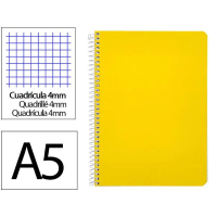 Cuaderno Espiral Cuarto Cuadrícula 4mm 90g (Tapa Dura) - Amarillo 426698